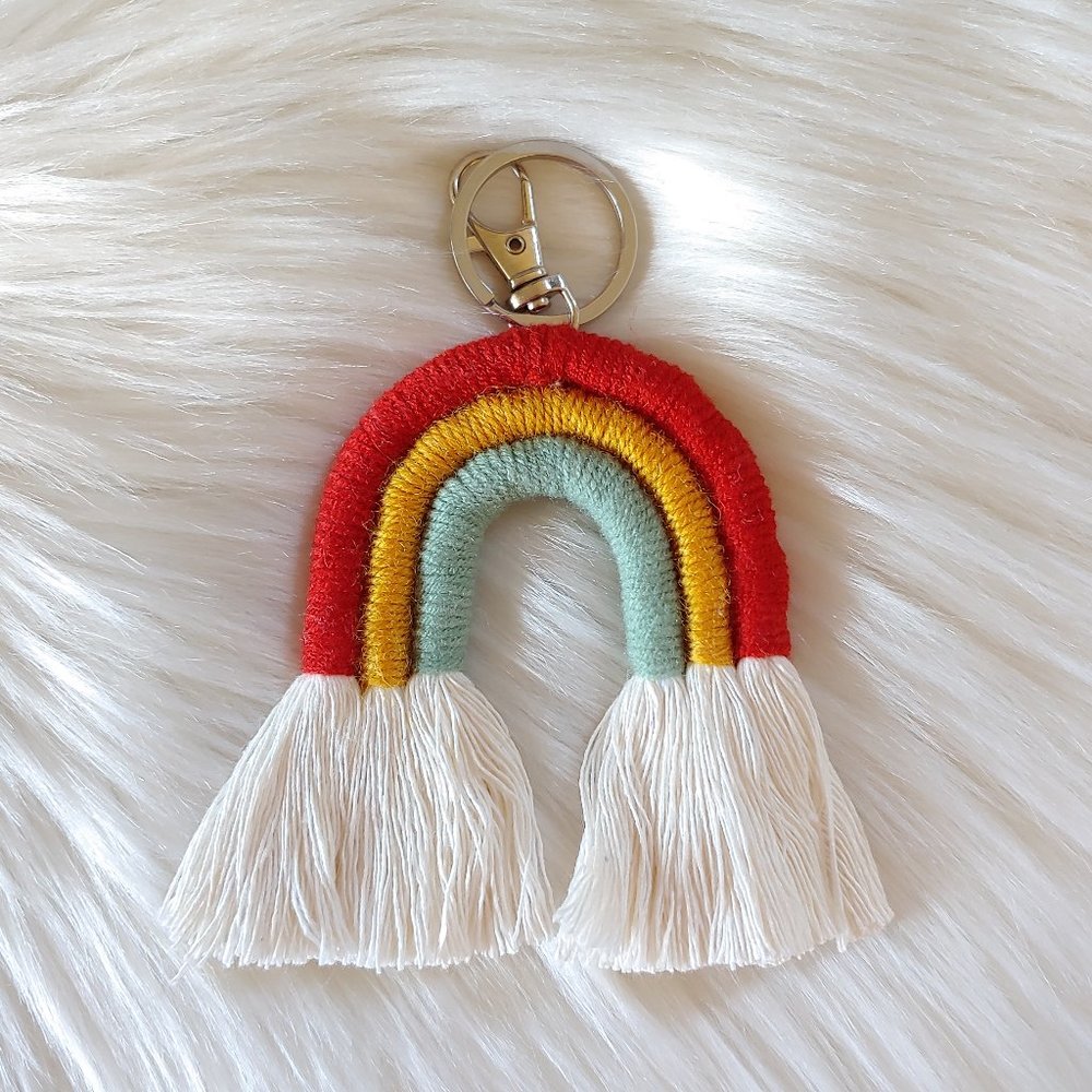 Rainbow Macrame Keychain RED/YELLOW/GRN